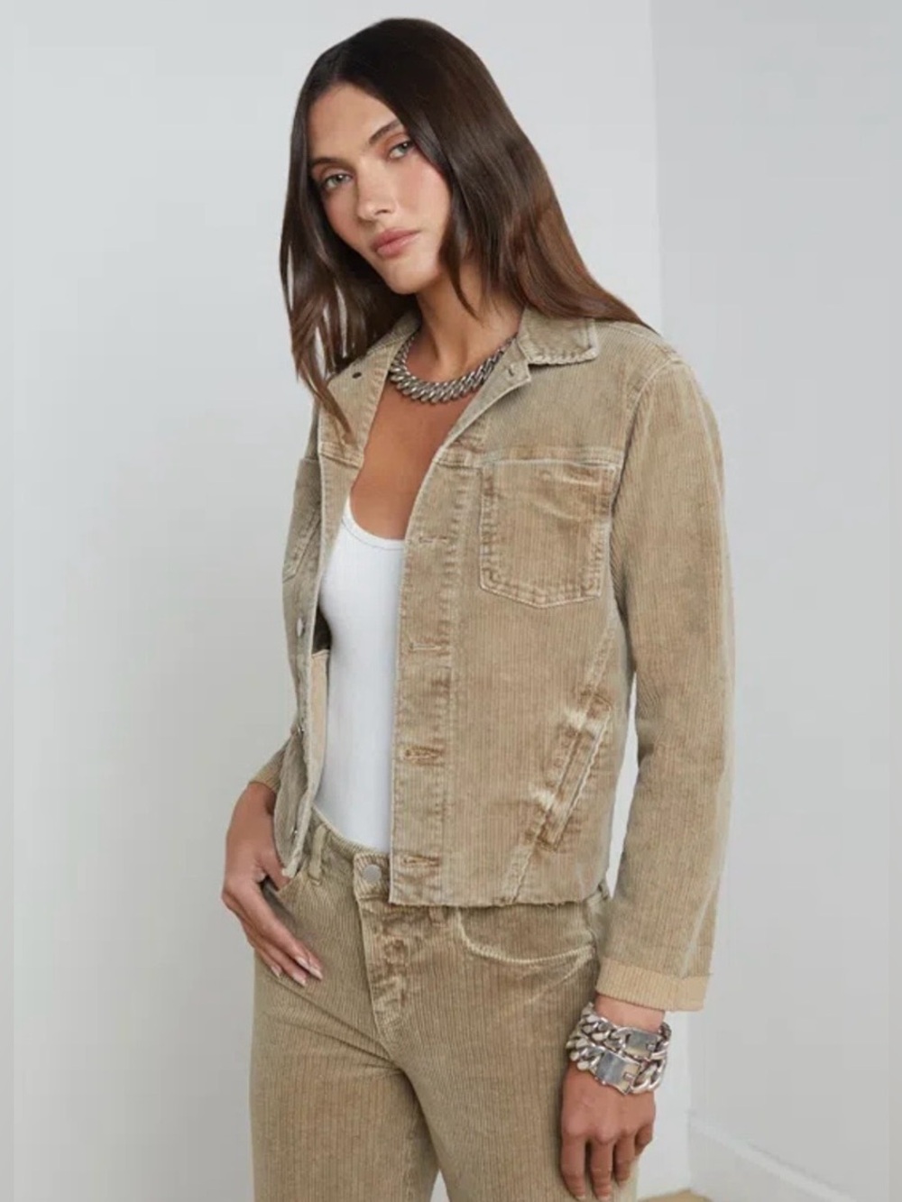 L'AGENCE Janelle Corduroy Jacket Tan✨$395 NWOT Size S
